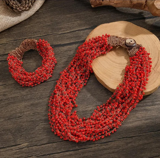 Crochet Chocker Necklace with Bracelet.