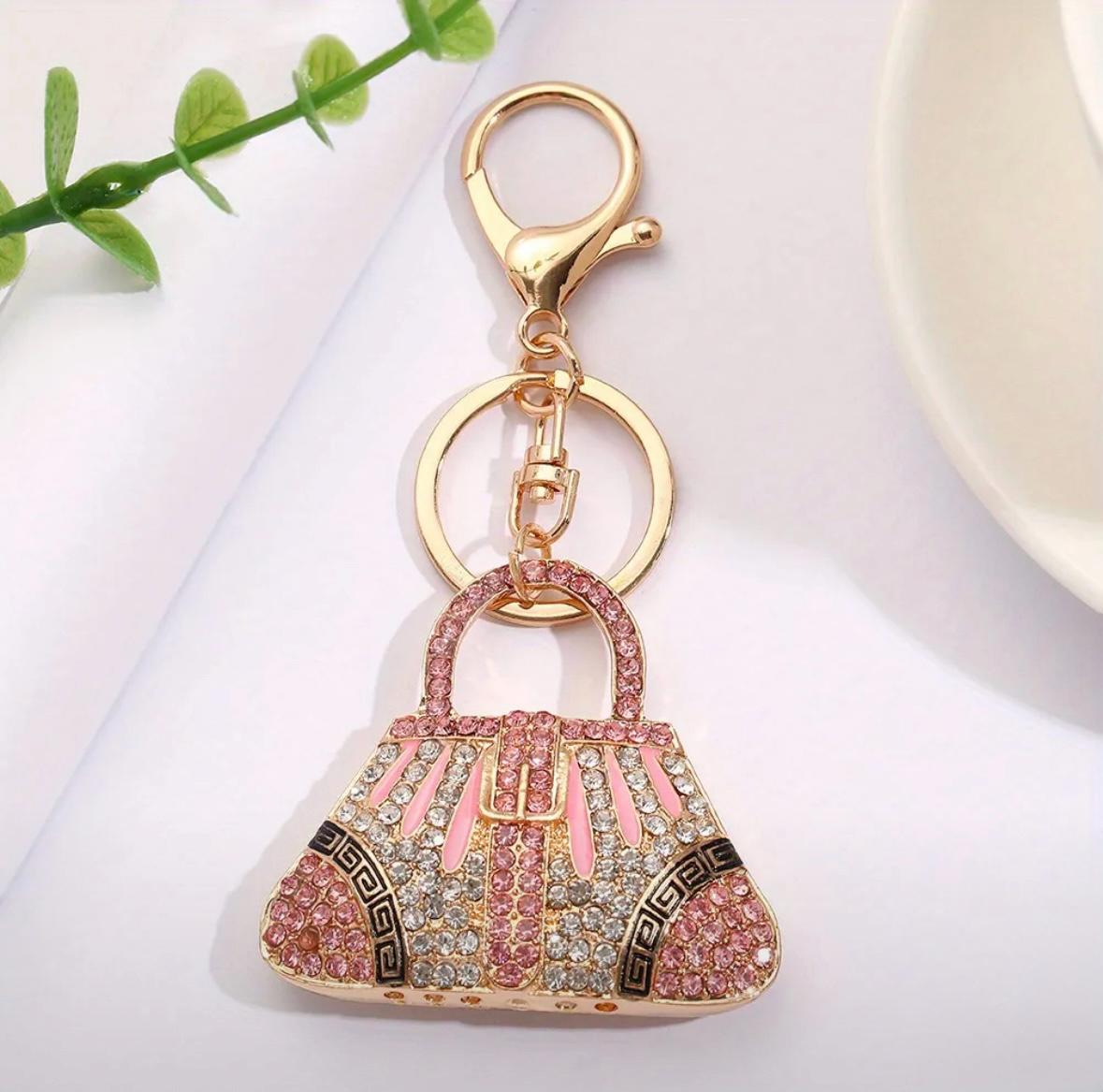 Sparkling Rhinestone Enamel Keychain Purse | Purse Charm | Backpack Pendant Charm