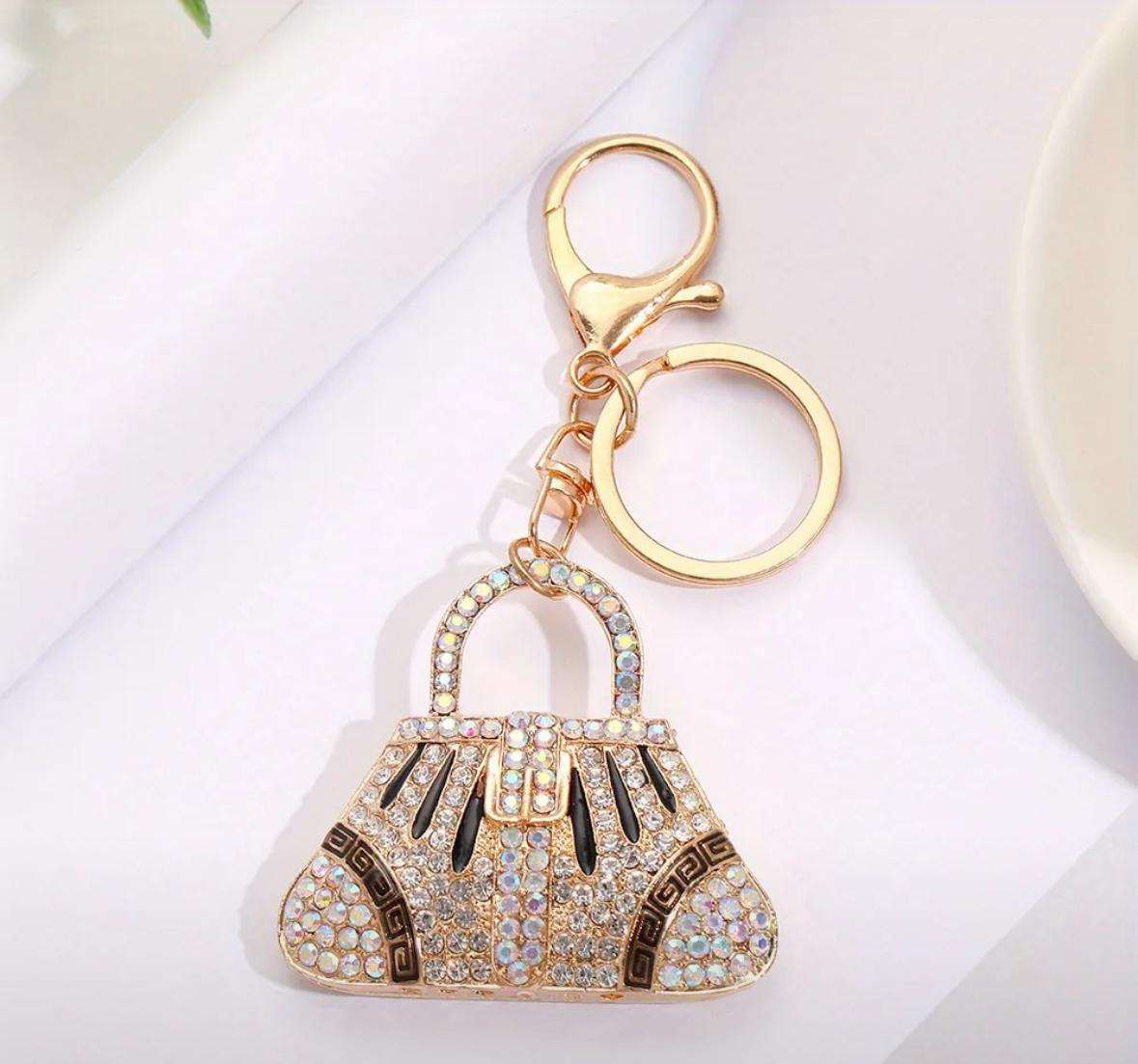 Sparkling Rhinestone Enamel Keychain Purse | Purse Charm | Backpack Pendant Charm