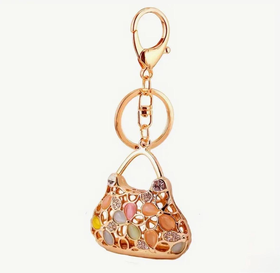 Flower Enamel Keychain Purse | Purse Charm | Backpack Pendant Charm