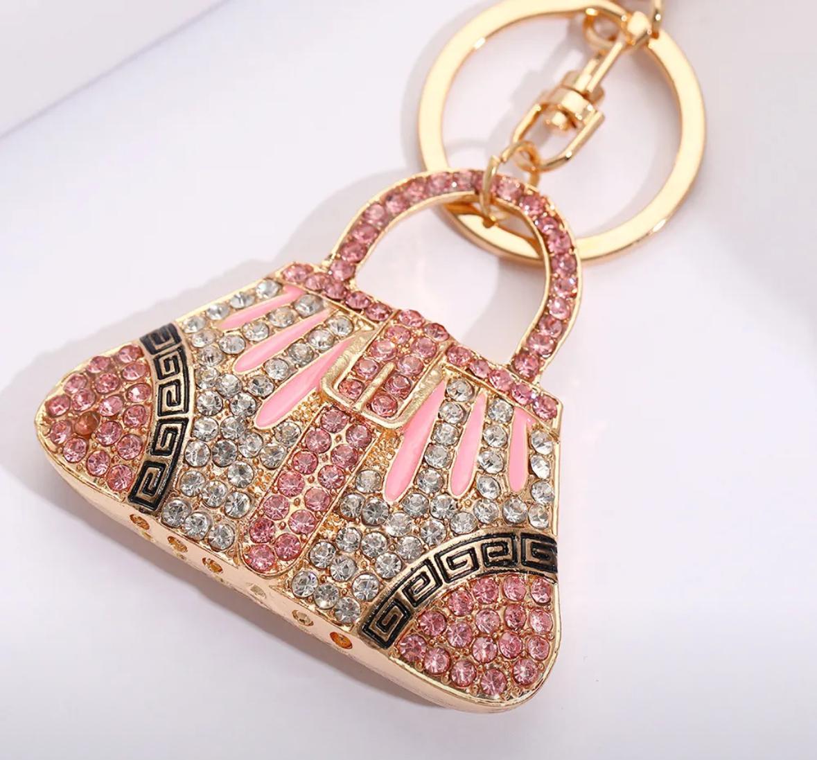Sparkling Rhinestone Enamel Keychain Purse | Purse Charm | Backpack Pendant Charm