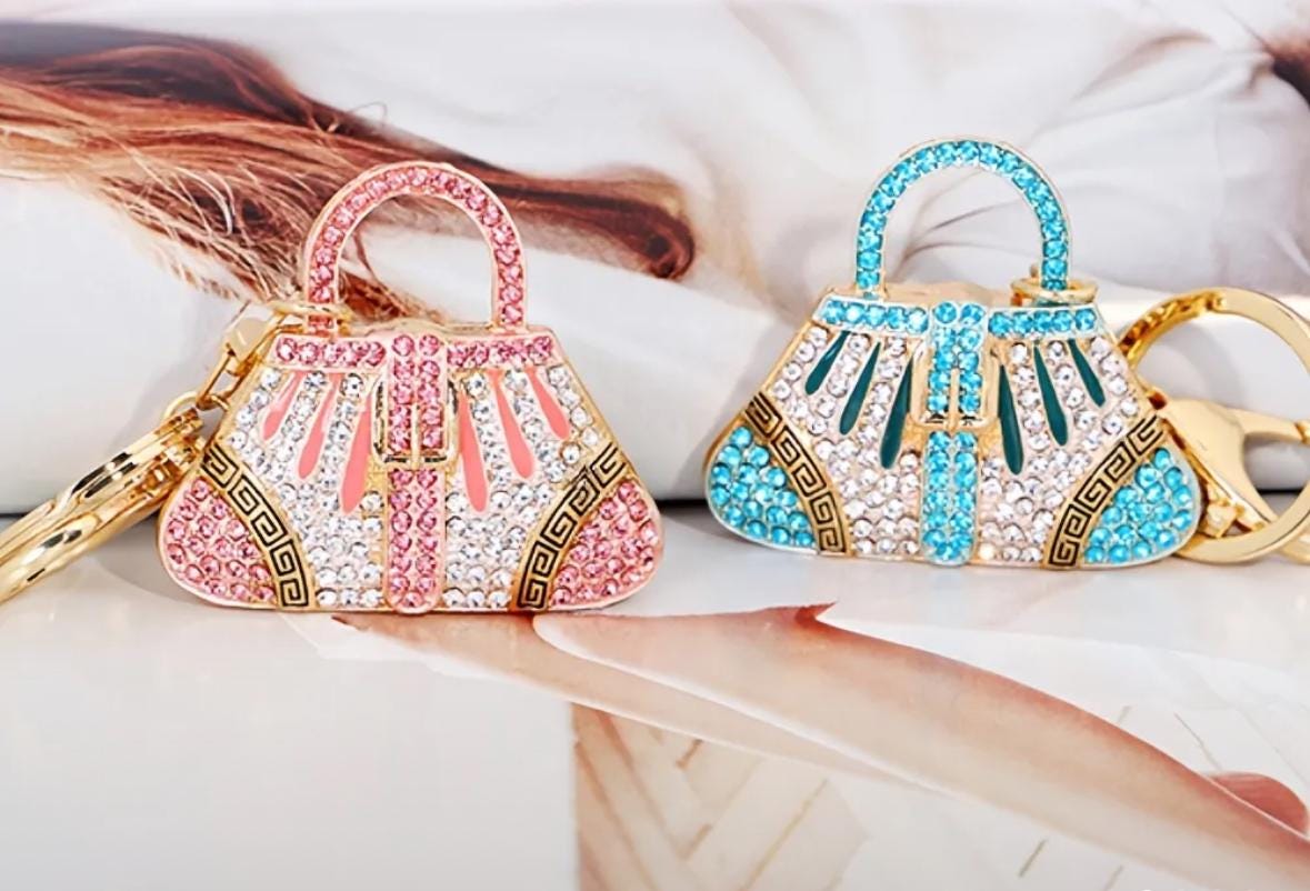 Sparkling Rhinestone Enamel Keychain Purse | Purse Charm | Backpack Pendant Charm